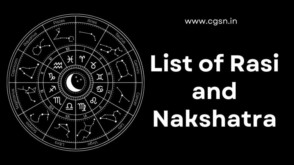 List of Rasi and Nakshatra in Tamil and English 2024 with Pada CGSN