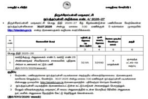 Trichy Amma Unavagam Tender Notification July 2026