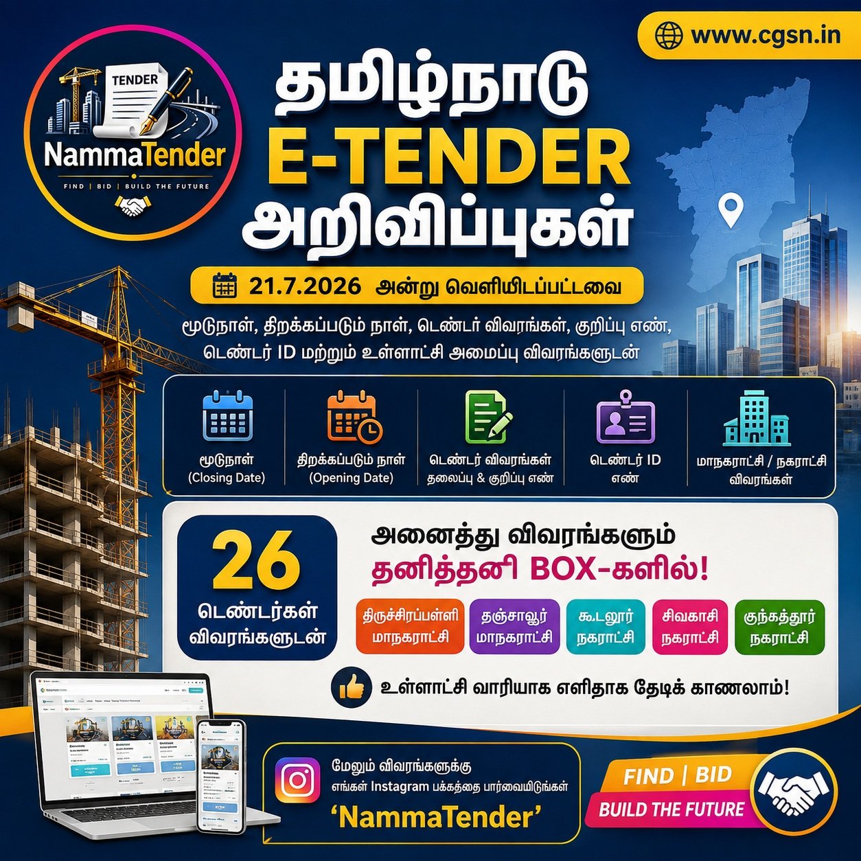 TN E Tenders List published on 21.7.2026