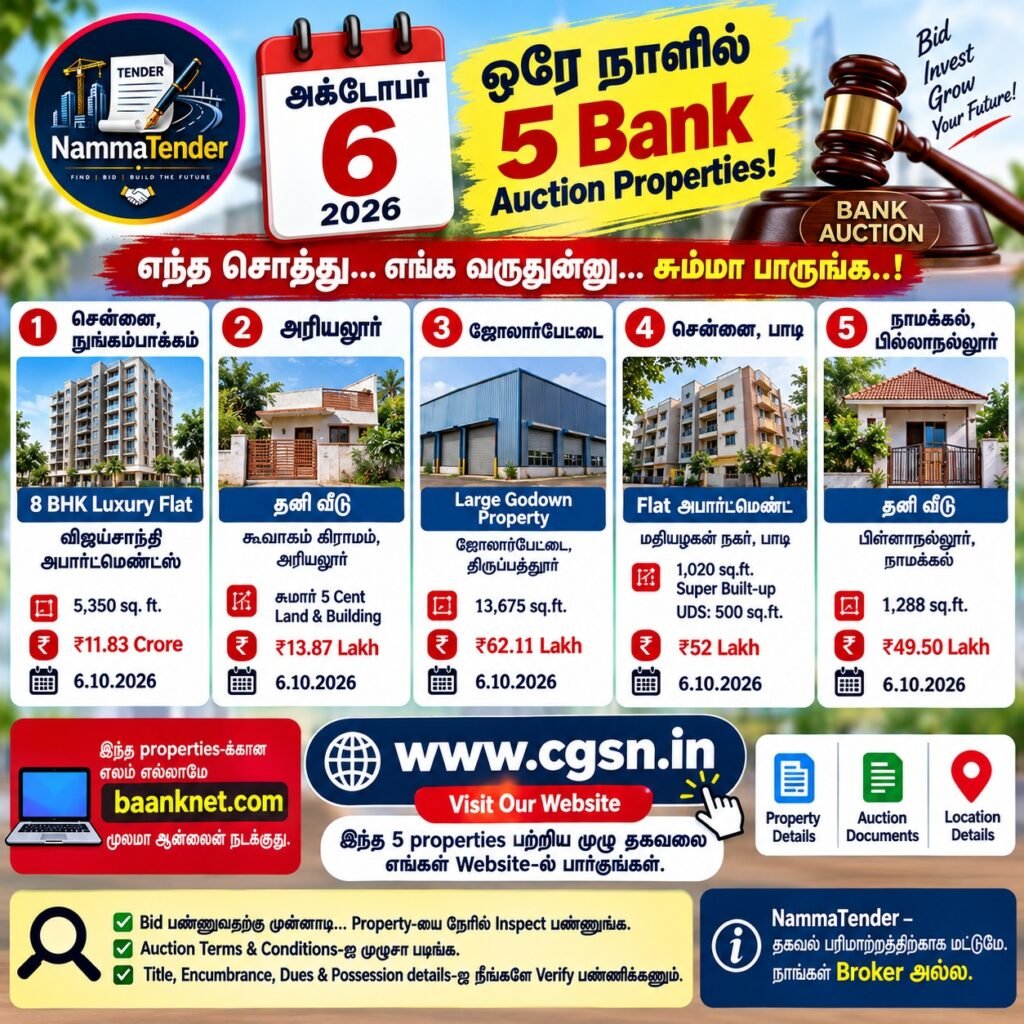 6.10.2026 Tamil Nadu Bank Auction Properties Notification