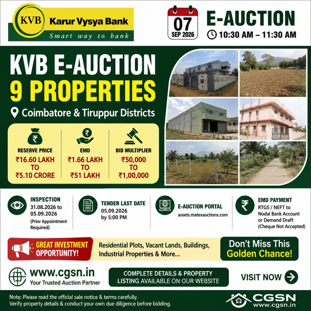 KVB ​​E-Auction 9 properties 7.9.2026 Notification