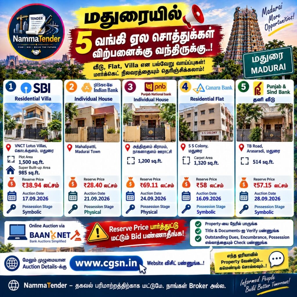Madurai Bank Auction Properties Sep 2026