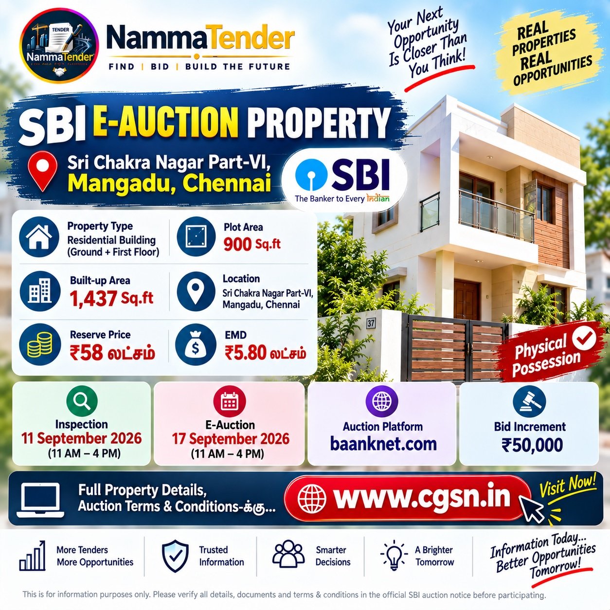 SBI E-aAuction Building in Mangadu Chennai SEP 2026